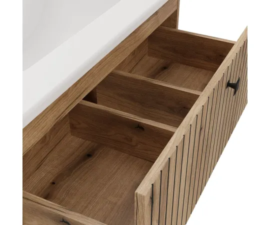 SZAFKA POD UMYWALKĘ TIGO 80 2S DĄB EVOKE 2 SZUFLADY RYFLOWANY FRONT WISZĄCA-11
