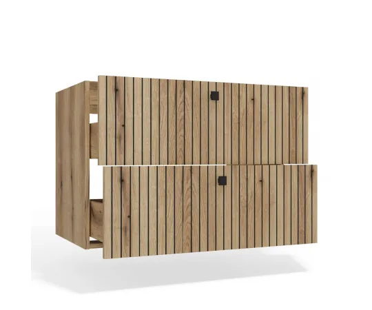 SZAFKA POD UMYWALKĘ TIGO 80 2S DĄB EVOKE 2 SZUFLADY RYFLOWANY FRONT WISZĄCA-13