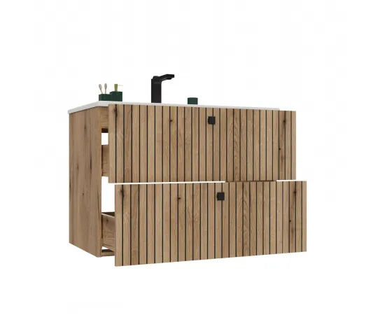 SZAFKA POD UMYWALKĘ TIGO 80 2S DĄB EVOKE RYFLOWANY FRONT + UMYWALKA-12