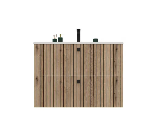 SZAFKA POD UMYWALKĘ TIGO 80 2S DĄB EVOKE RYFLOWANY FRONT + UMYWALKA-13