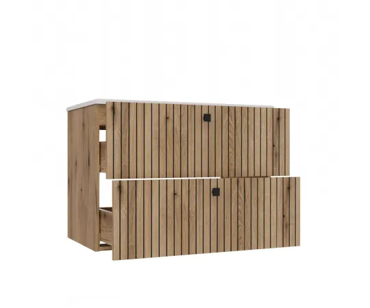 SZAFKA POD UMYWALKĘ TIGO 80 2S DĄB EVOKE RYFLOWANY FRONT + UMYWALKA-14