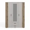 SZAFA AVA 150 CM LUSTRO 2 SZUFLADY RYFLOWANY FRONT DĄB EVOKE KASZMIR BEŻ-11