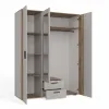 SZAFA AVA 150 CM LUSTRO 2 SZUFLADY RYFLOWANY FRONT DĄB EVOKE KASZMIR BEŻ-13