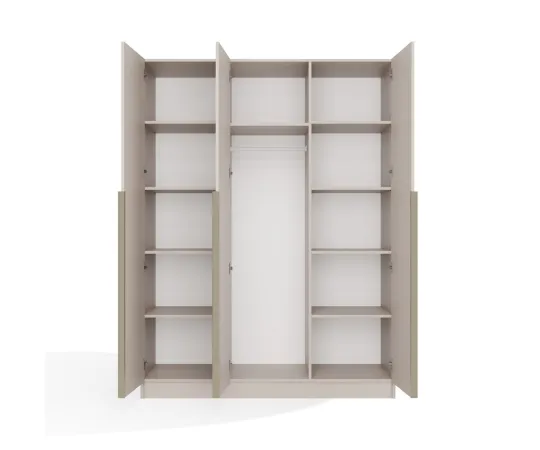 SZAFA SENSO 3D 150 CM 3 DRZWI ZŁOTE UCHWYTY DO SALONU SYPIALNI KASZMIR BEŻ-9