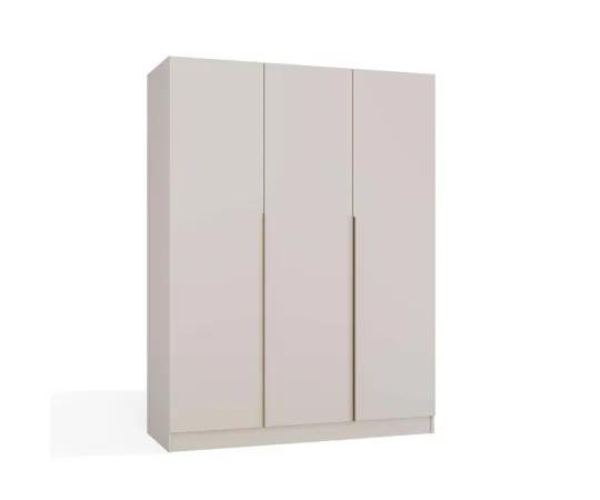 SZAFA SENSO 3D 150 CM 3 DRZWI ZŁOTE UCHWYTY DO SALONU SYPIALNI KASZMIR BEŻ-11