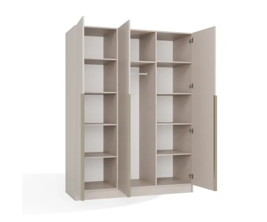 SZAFA SENSO 3D 150 CM 3 DRZWI ZŁOTE UCHWYTY DO SALONU SYPIALNI KASZMIR BEŻ-13