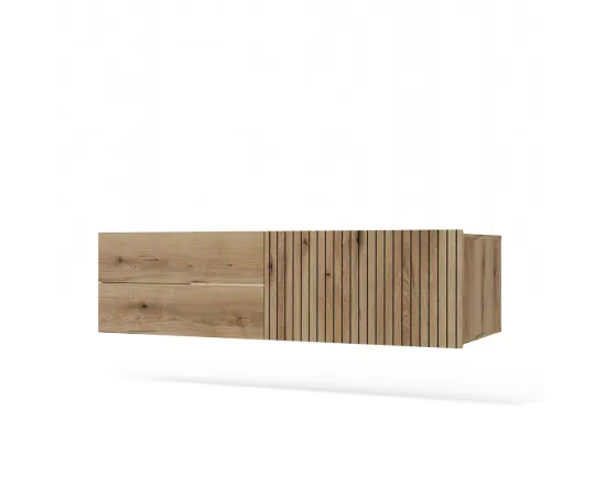 SZAFKA POD UMYWALKĘ TIGO 1D2S DĄB EVOKE 140 CM 2 SZUFLADY RYFLOWANY FRONT WISZĄCA-8