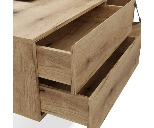SZAFKA POD UMYWALKĘ TIGO 1D2S DĄB EVOKE 140 CM 2 SZUFLADY RYFLOWANY FRONT WISZĄCA-14