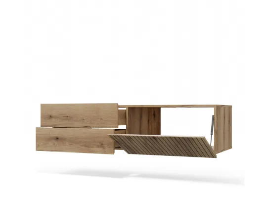 SZAFKA POD UMYWALKĘ TIGO 1D2S DĄB EVOKE 140 CM 2 SZUFLADY RYFLOWANY FRONT WISZĄCA-15