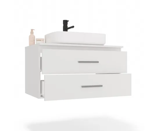 SZAFKA POD UMYWALKĘ NEL 80 ŁAZIENKOWA BIAŁA WISZĄCA 2 SZUFLADY-15