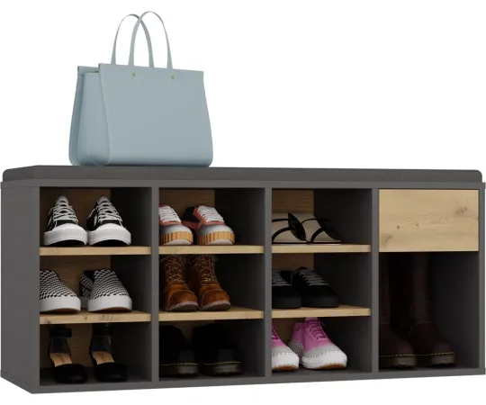 Szafka Na Obuwie Buty Otwarta TALLIN ANTRACYT DĄB ARTISAN Do Przedpokoju-1
