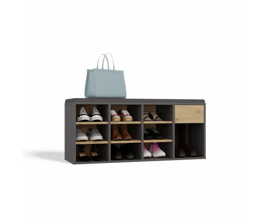 Szafka Na Obuwie Buty Otwarta TALLIN ANTRACYT DĄB ARTISAN Do Przedpokoju-7