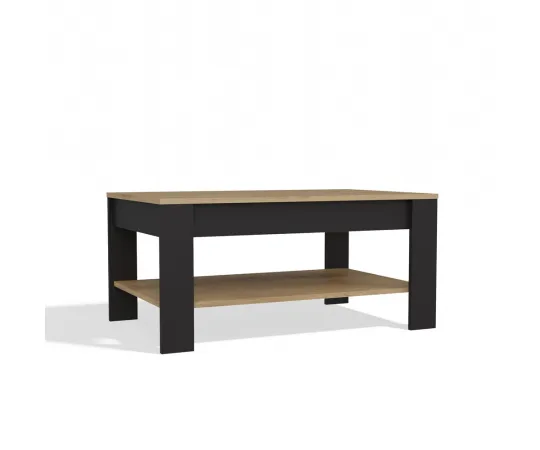 Stolik Kawowy OHIO DĄB ARTISAN CZARNY Ława Półki Do Salonu 93x58x43,5 Cm-9