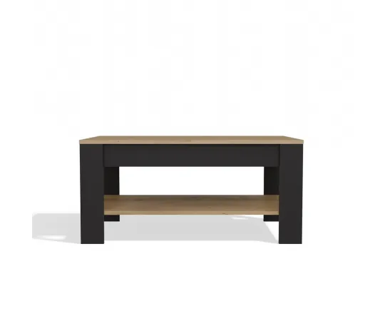 Stolik Kawowy OHIO DĄB ARTISAN CZARNY Ława Półki Do Salonu 93x58x43,5 Cm-10