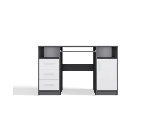 BIURKO DELTA ANTRACYT / BIAŁY 120 Cm 3 Szuflady Szafka Półki Do Biura Pokoju Na Laptop-8