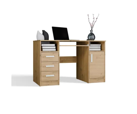 BIURKO DELTA DĄB ARTISAN 120 Cm 3 Szuflady Szafka Półki Do Biura Pokoju Na Laptop-8