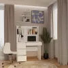 Biurko MIJAS Lewe Z Nadstawką Biel Mat 4 Szuflady 4 Półki Do Biura Pokoju-3