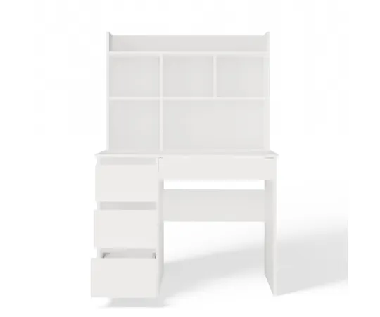 Biurko MIJAS Lewe Z Nadstawką Biel Mat 4 Szuflady 4 Półki Do Biura Pokoju-13