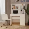 Biurko MIJAS Prawe z Nadstawką Biel Mat 4 Szuflady 4 Półki Do Biura Pokoju-2