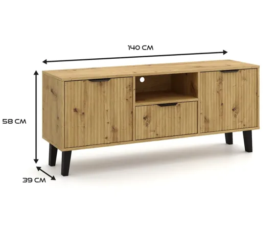 SZAFKA RTV Scandi 2D1S SLIM DĄB ARTISAN-3
