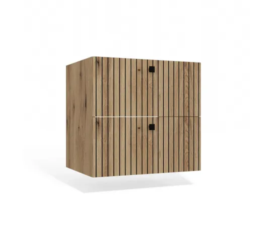 SZAFKA POD UMYWALKĘ TIGO 60 2S DĄB EVOKE 2 SZUFLADY RYFLOWANY FRONT WISZĄCA-1