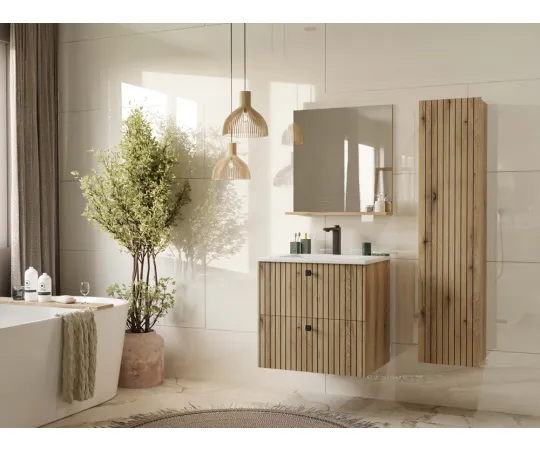 SZAFKA POD UMYWALKĘ TIGO 60 2S DĄB EVOKE 2 SZUFLADY RYFLOWANY FRONT WISZĄCA-2