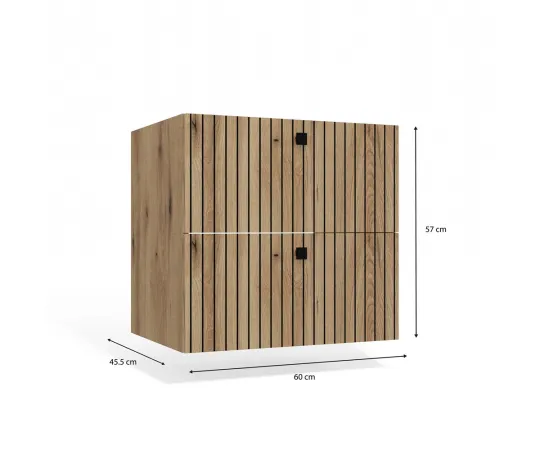 SZAFKA POD UMYWALKĘ TIGO 60 2S DĄB EVOKE 2 SZUFLADY RYFLOWANY FRONT WISZĄCA-9