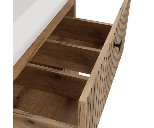 SZAFKA POD UMYWALKĘ TIGO 60 2S DĄB EVOKE 2 SZUFLADY RYFLOWANY FRONT WISZĄCA-11