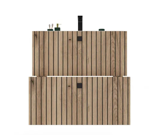 SZAFKA POD UMYWALKĘ TIGO 60 2S DĄB EVOKE 2 SZUFLADY RYFLOWANY FRONT WISZĄCA-14