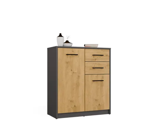 Komoda SIMPLO 2D2S Szafka 2 Szuflady 2 Drzwi Do Salonu ANTRACYT DĄB ARTISAN-6