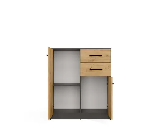 Komoda SIMPLO 2D2S Szafka 2 Szuflady 2 Drzwi Do Salonu ANTRACYT DĄB ARTISAN-8