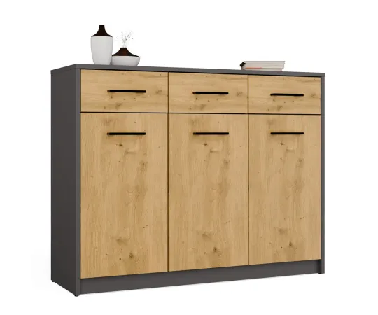 Komoda SIMPLO 3D3S Szafka 3 Szuflady 3 Drzwi ANTRACYT DĄB ARTISAN-1