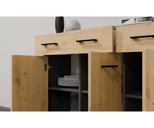 Komoda SIMPLO 3D3S Szafka 3 Szuflady 3 Drzwi ANTRACYT DĄB ARTISAN-4