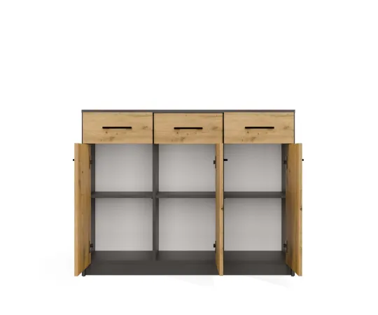 Komoda SIMPLO 3D3S Szafka 3 Szuflady 3 Drzwi ANTRACYT DĄB ARTISAN-6