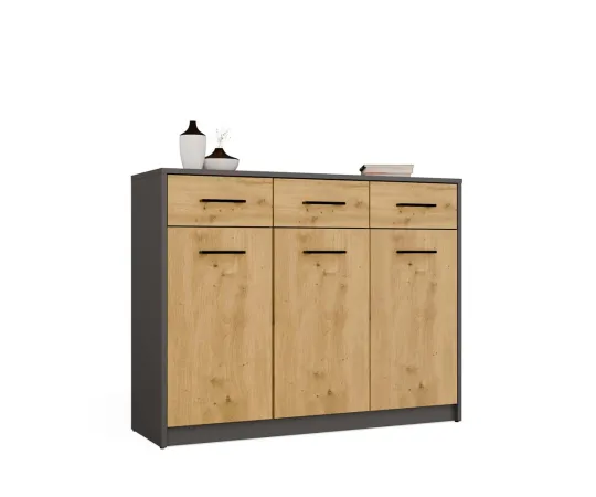 Komoda SIMPLO 3D3S Szafka 3 Szuflady 3 Drzwi ANTRACYT DĄB ARTISAN-8
